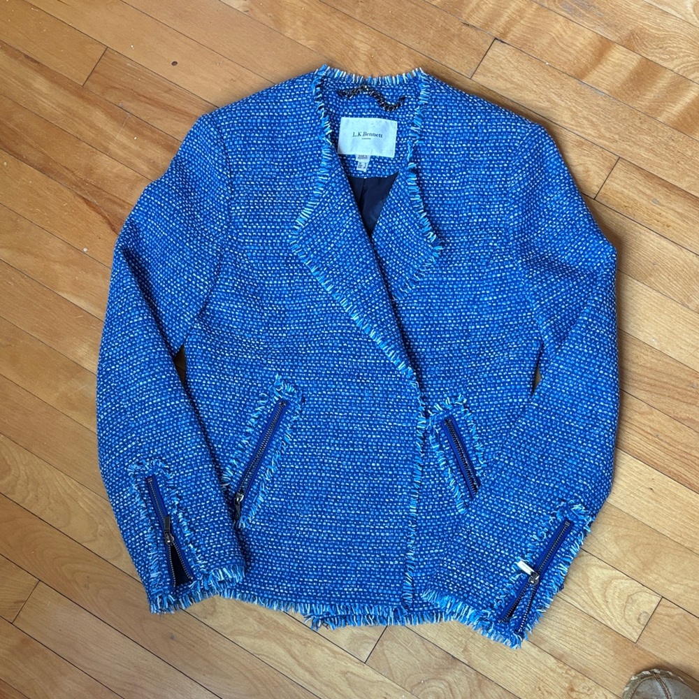LK Bennet blue boucle blazer (US 6; UK 10)